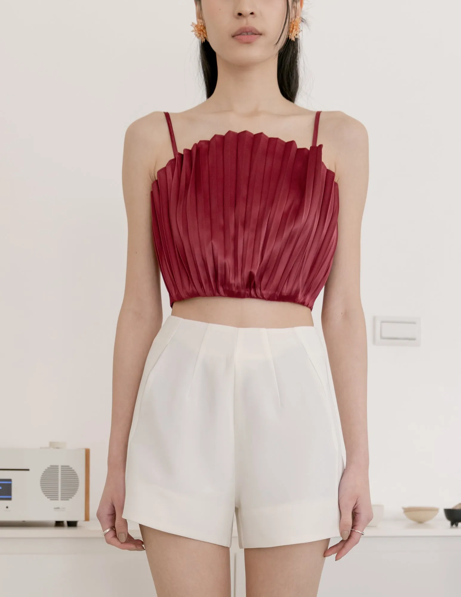 Zoya Pleated Top in Wine